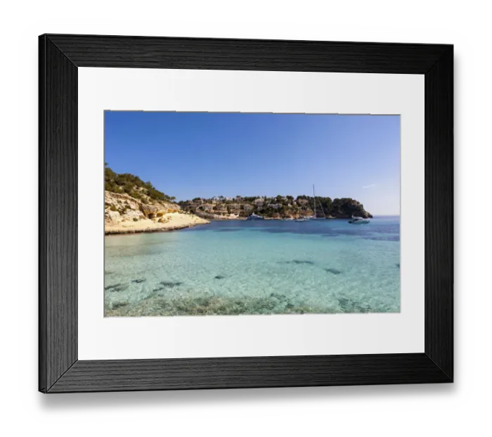 Framed Print : Hidden beach of Portals Vells, Three Finger Bay, Cala Portals Vells, Cala Mago, Majorca, Balearic Islands, Spain, Europe