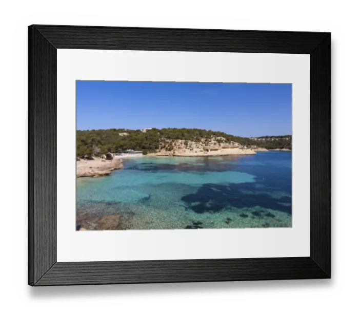 Framed Print : Hidden beach of Portals Vells, Three Finger Bay, Cala Portals Vells, Cala Mago, Majorca, Balearic Islands, Spain, Europe