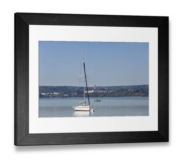 Framed Print : Diessen at Lake Ammer, view from Wartaweil, Five-Lakes region, Upper Bavaria, Bavaria, Germany, Europe