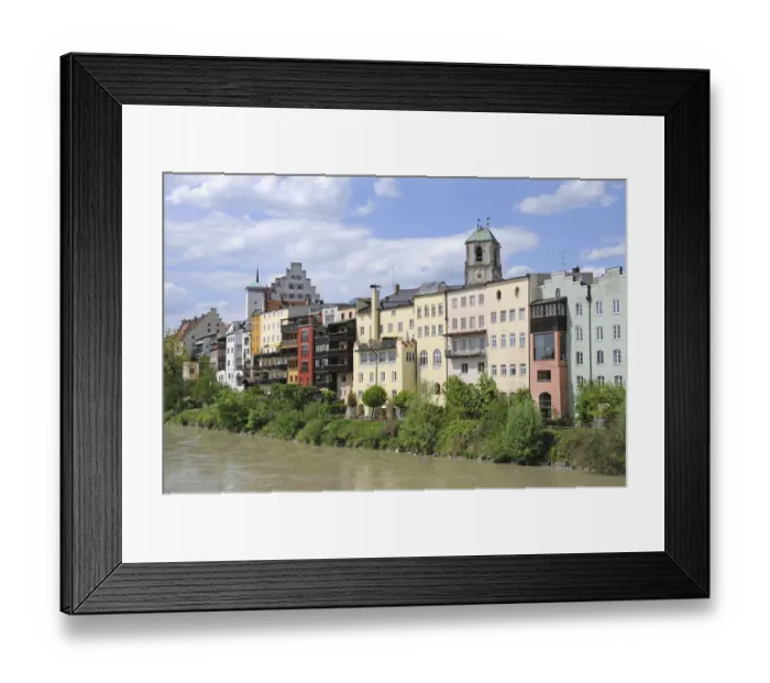 Framed Print : Row of houses alongside the river, Wasserburg am Inn, Bavaria, Germany, Europe Framed Print : Row of houses alongside the river, Wasserburg am Inn, Bavaria, Germany, Europe