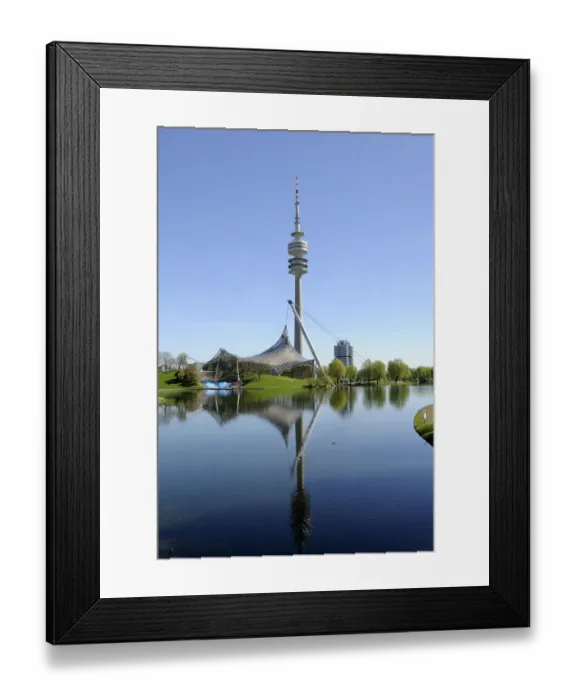 Framed Print : TV Tower, Olympiaturm Tower, Olympiapark, Munich, Bavaria, Germany, Europe, PublicGround