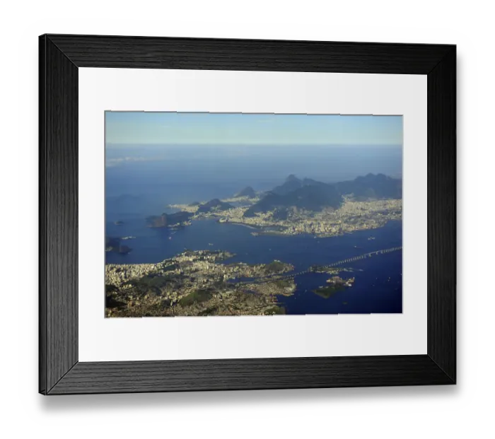 Framed Print : Aerial view of Rio de Janeiro, Niteroi and Bahia de Guanabara, Guanabara Bay, Brazil, South America
