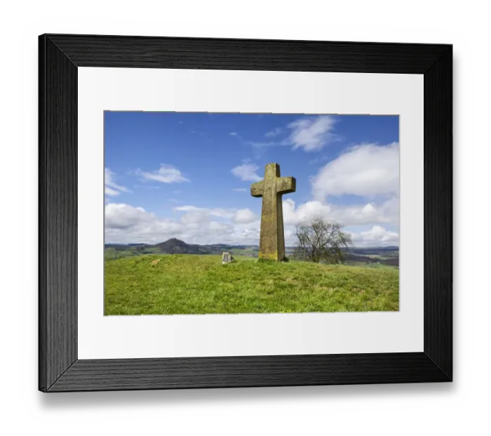 Framed Print : Hegau Cross, 661m, in Hegau, with Hohenhewen Mountain on the horizon, Baden-Wuerttemberg, Germany, Europe Framed Print : Hegau Cross, 661m, in Hegau, with Hohenhewen Mountain on the horizon, Baden-Wuerttemberg, Germany, Europe