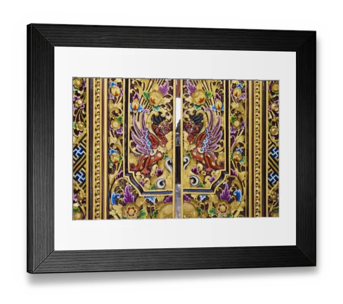Framed Print : Entrance gate decorated with wood carving, Ubud, Bali, Indonesia Framed Print : Entrance gate decorated with wood carving, Ubud, Bali, Indonesia