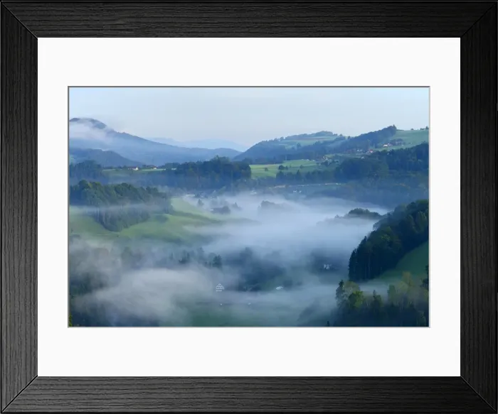 Framed Print : Misty landscape in autumn, Hirzel area, Zurich, Switzerland, Europe Framed Print : Misty landscape in autumn, Hirzel area, Zurich, Switzerland, Europe
