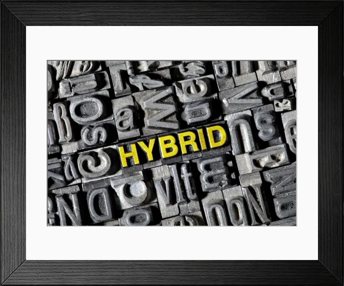 Framed Print : Old letters forming the word Hybrid Framed Print : Old letters forming the word Hybrid