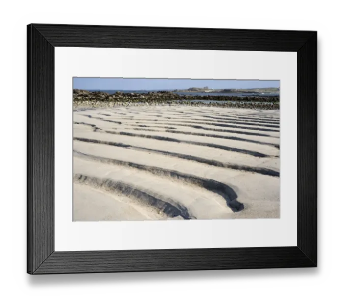Framed Print : Coastal sand at low tide, channels formed by water, coast at Plouarzel, Departement Finistere, Brittany, France, Europe Framed Print : Coastal sand at low tide, channels formed by water, coast at Plouarzel, Departement Finistere, Brittany, France, Europe
