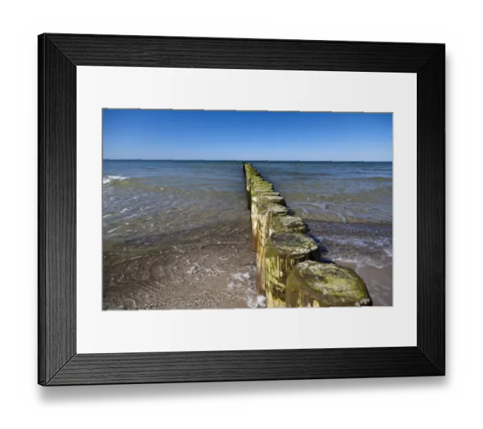 Framed Print : Groynes on Darsser Weststrand beach, Darss, Mecklenburg-Western Pomerania, Germany, Europe