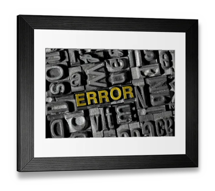 Framed Print : Old lead letters forming the word ERROR Framed Print : Old lead letters forming the word ERROR