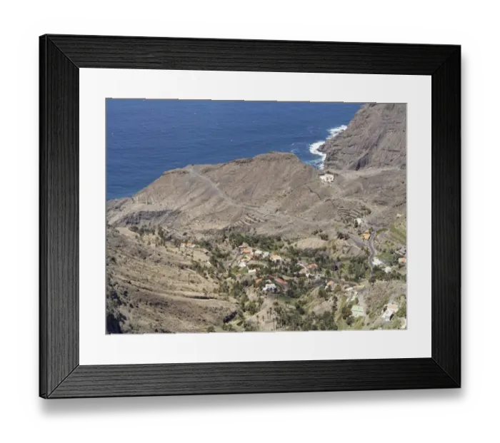 Framed Print : Taguluche, view from the Mirador Ermita del Santo in Arure, Valle Gran Rey, La Gomera, Canary Islands, Spain, Europe Framed Print : Taguluche, view from the Mirador Ermita del Santo in Arure, Valle Gran Rey, La Gomera, Canary Islands, Spain, Europe