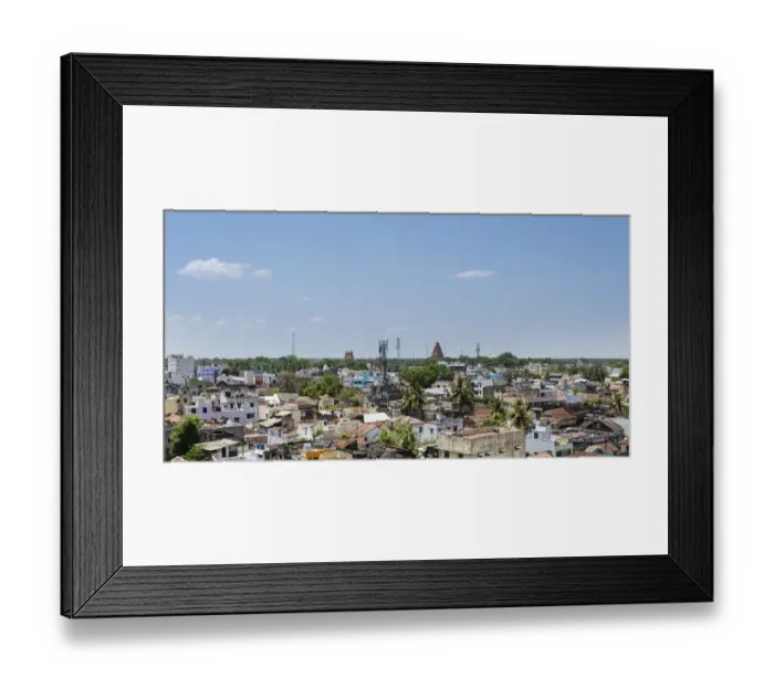 Framed Print : Cityscape with temples, temple city of Srirangam, Thanjavur, Tamil Nadu, India Framed Print : Cityscape with temples, temple city of Srirangam, Thanjavur, Tamil Nadu, India