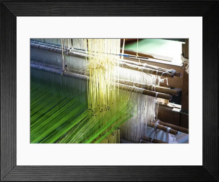 Framed Print : Loom, detail view, India