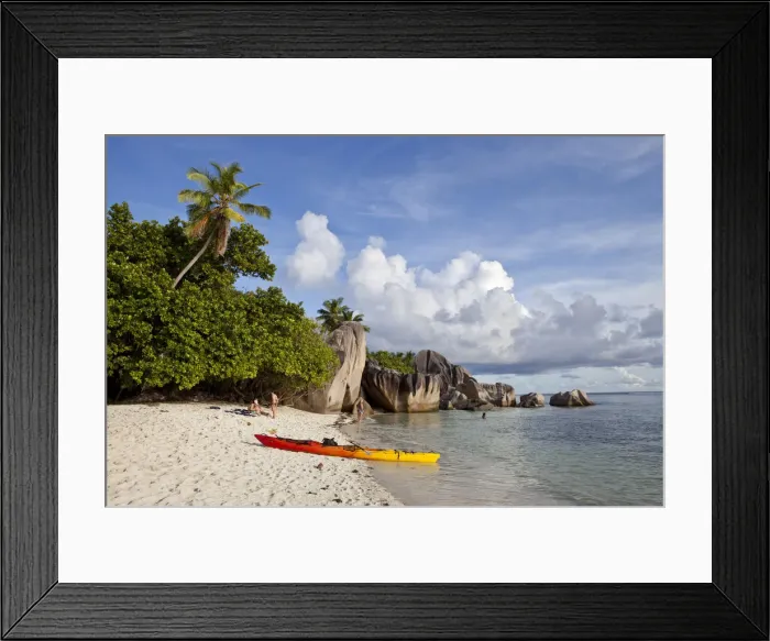 Framed Print : Kayaking at Anse Source d Argent, rock formations, La Digue, Seychelles, Africa, Indian Ocean Framed Print : Kayaking at Anse Source d Argent, rock formations, La Digue, Seychelles, Africa, Indian Ocean