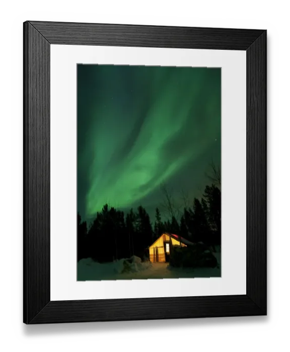 Framed Print : Illuminated, lit wall tent, cabin with swirling northern polar lights, Aurora Borealis, green, near Whitehorse, Yukon Territory, Canada Framed Print : Illuminated, lit wall tent, cabin with swirling northern polar lights, Aurora Borealis, green, near Whitehorse, Yukon Territory, Canada