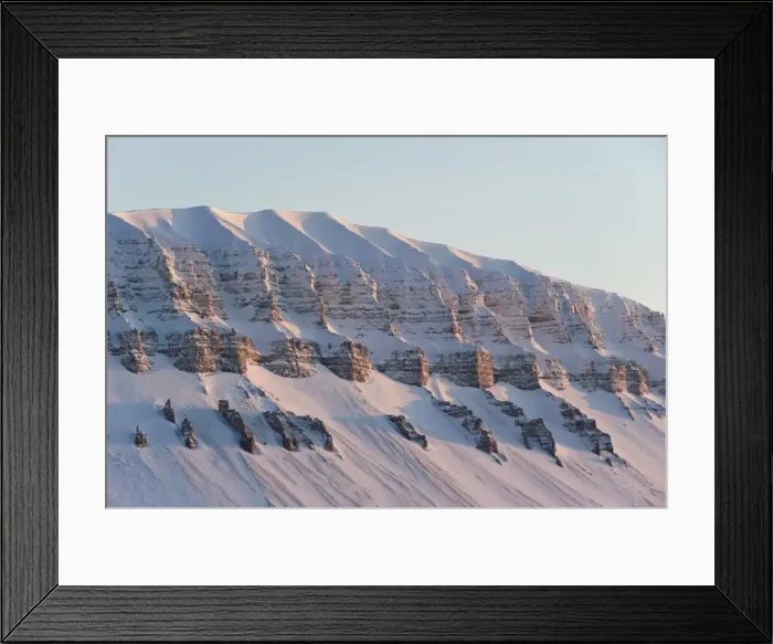 Framed Print : Typically shaped mountain in a wintry Spitsbergen, Svalbard, Norway, Europe Framed Print : Typically shaped mountain in a wintry Spitsbergen, Svalbard, Norway, Europe