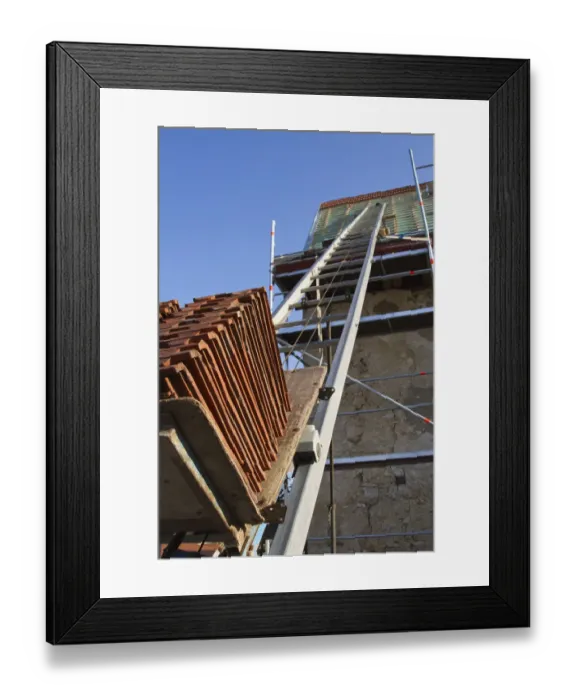Framed Print : Brick elevator at a construction site Framed Print : Brick elevator at a construction site
