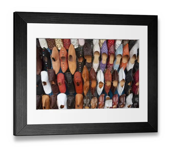 Framed Print : Typical Tunisian shoes, market, bazaar, Djerba, Tunisia Framed Print : Typical Tunisian shoes, market, bazaar, Djerba, Tunisia