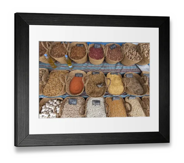 Framed Print : Spices, cereals, market, bazaar, Djerba, Tunisia Framed Print : Spices, cereals, market, bazaar, Djerba, Tunisia