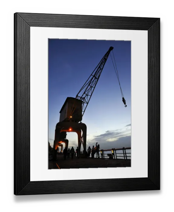 Framed Print : Historic loading crane, renovated port facility of Estacao das Docas with the promenade, Belem, Para, Brazil, South America
