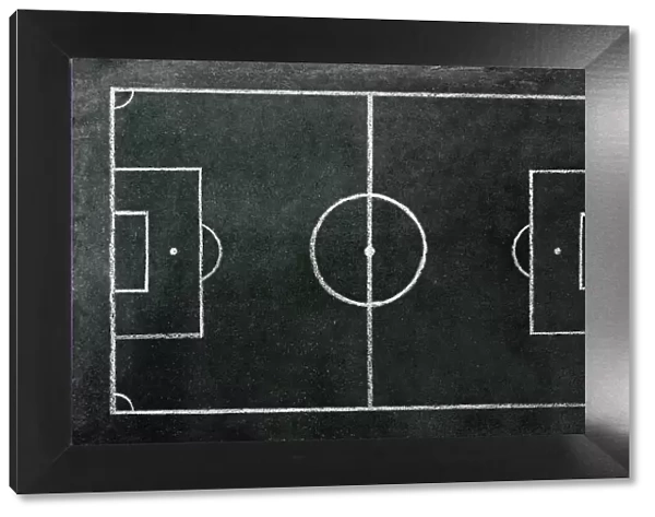 Football pitch drawn on a chalkboard