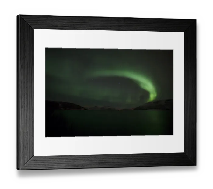 Framed Print : Northern Lights over the Grotfjord in winter, Kvaloya, Tromso, Norway, Europe Framed Print : Northern Lights over the Grotfjord in winter, Kvaloya, Tromso, Norway, Europe