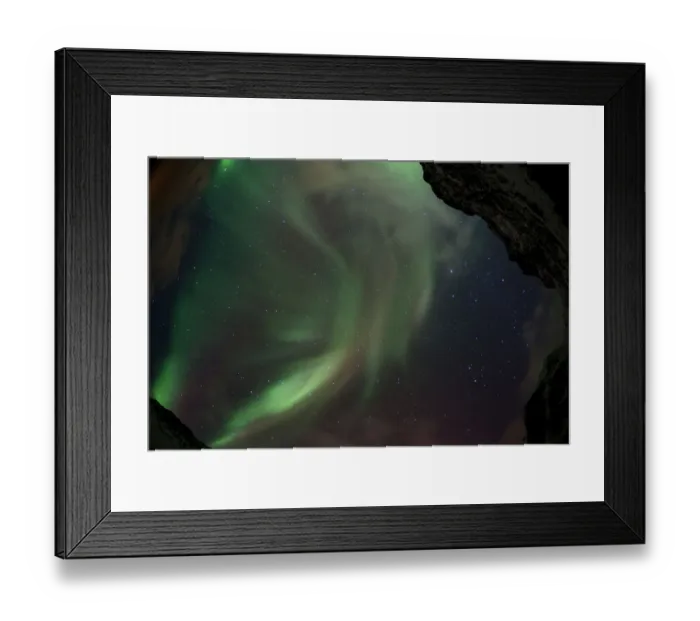 Framed Print : Northern Lights over the Grotfjord in winter, Kvaloya, Tromso, Norway, Europe Framed Print : Northern Lights over the Grotfjord in winter, Kvaloya, Tromso, Norway, Europe