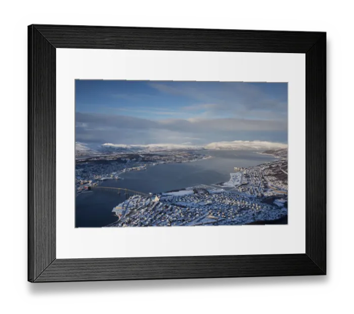 Framed Print : Tromso as seen from Fjellheisen aerial tramway in winter, Tromso, Norway, Europe Framed Print : Tromso as seen from Fjellheisen aerial tramway in winter, Tromso, Norway, Europe