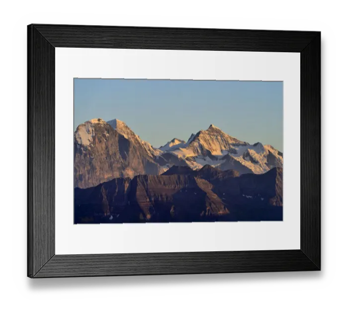 Framed Print : Eiger North Face with Eiger, Monch and Jungfrau mountains in the morning light, Brienzer Rothorn Mountain, Brienz, Switzerland, Europe Framed Print : Eiger North Face with Eiger, Monch and Jungfrau mountains in the morning light, Brienzer Rothorn Mountain, Brienz, Switzerland, Europe