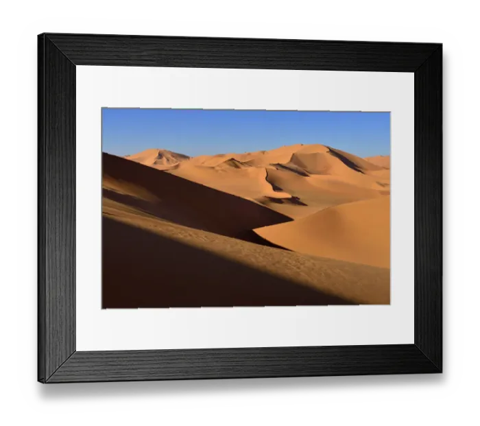 Framed Print : Sand dunes at Erg Mehejibad, Sahara, Erg Mehejibad, Immidir or Mouydir, Sahara, Tamanrasset Province, Algeria