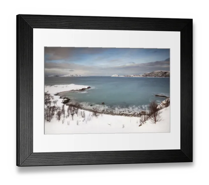 Framed Print : Bay near Somaroy in winter, Tromso, Norway, Europe