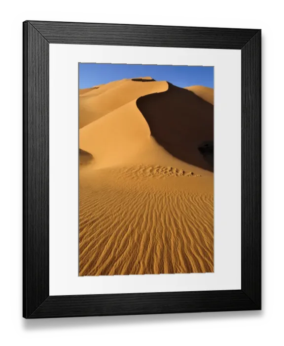 Framed Print : Sand dunes at Erg Mehedjibat, Immidir, Algeria, Sahara, North Africa