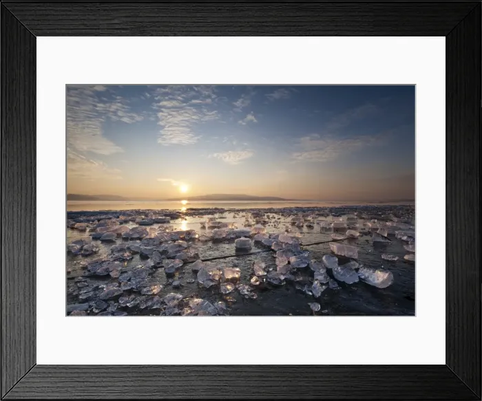 Framed Print : Chunks of ice lying on icy surface on the shore of Reichenau Island at sunset, Baden-Wuerttemberg, Germany, Europe - IMPORTANT Non-exclusive usage, retail calendar, duration Jan. 1, 2016 - Dec. 31, 2016, territory DEU, AUT, CHE - Framed Print : Chunks of ice lying on icy surface on the shore of Reichenau Island at sunset, Baden-Wuerttemberg, Germany, Europe - IMPORTANT Non-exclusive usage, retail calendar, duration Jan. 1, 2016 - Dec. 31, 2016, territory DEU, AUT, CHE -