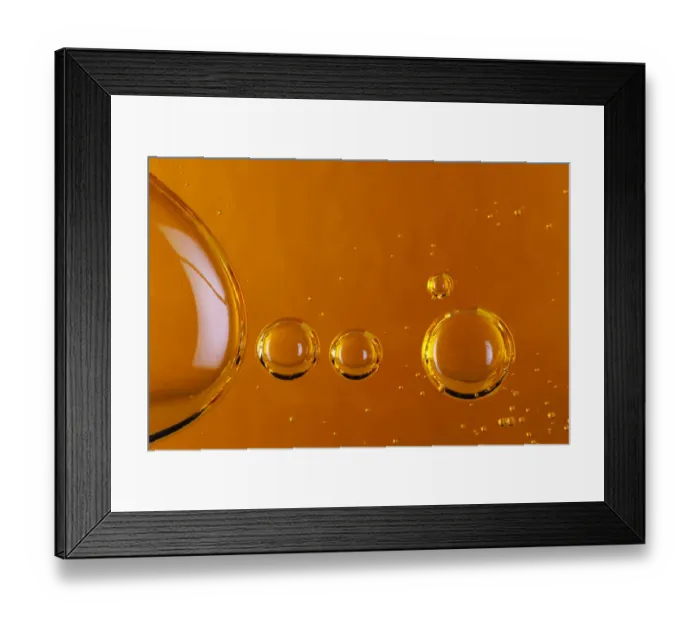 Framed Print : Air bubbles in oil, detail view