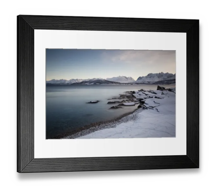 Framed Print : Ullsfjord near Oldervik in winter, Tromso, Norway, Europe Framed Print : Ullsfjord near Oldervik in winter, Tromso, Norway, Europe