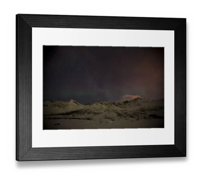 Framed Print : Northern Lights over the Kattfjord pass in winter, Kvaloya, Tromso, Norway, Europe Framed Print : Northern Lights over the Kattfjord pass in winter, Kvaloya, Tromso, Norway, Europe