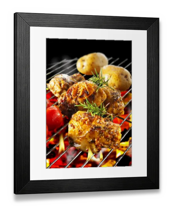 Framed Print : Barbecue chicken on grill Framed Print : Barbecue chicken on grill