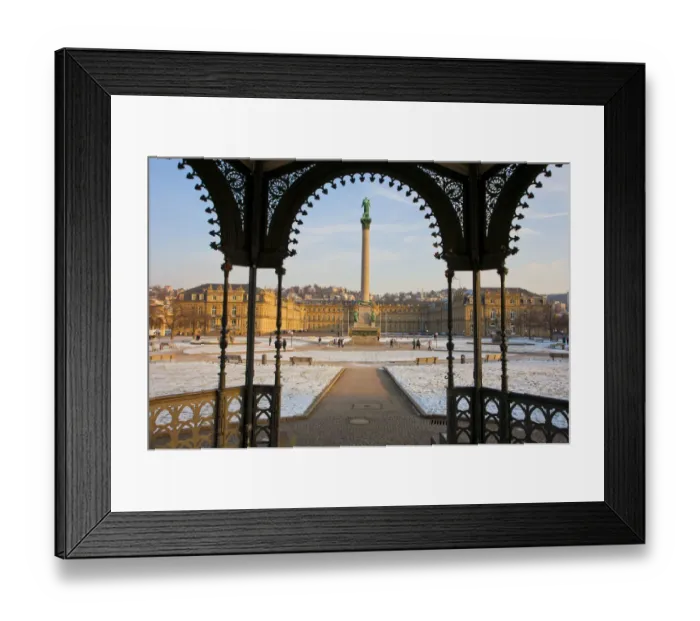 Framed Print : Neues Schloss, New Palace or Castle, Jubilaeumssaeule columns, Schlossplatz square, winter, snow, Stuttgart, Baden-Wuerttemberg, Germany, Europe Framed Print : Neues Schloss, New Palace or Castle, Jubilaeumssaeule columns, Schlossplatz square, winter, snow, Stuttgart, Baden-Wuerttemberg, Germany, Europe