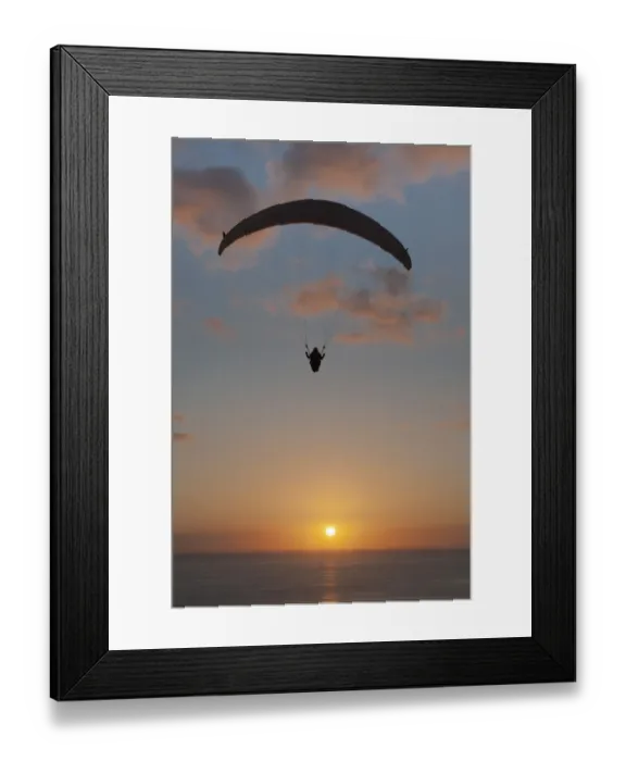 Framed Print : Paraglider over the Atlantic Ocean with sunset, Canary Islands, Spain Framed Print : Paraglider over the Atlantic Ocean with sunset, Canary Islands, Spain