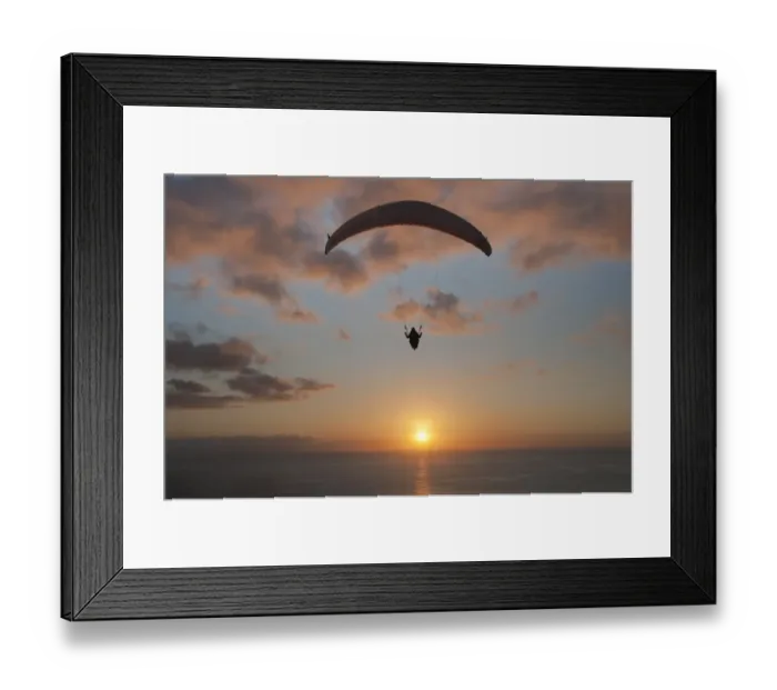 Framed Print : Paraglider over the Atlantic Ocean with sunset, Canary Islands, Spain Framed Print : Paraglider over the Atlantic Ocean with sunset, Canary Islands, Spain