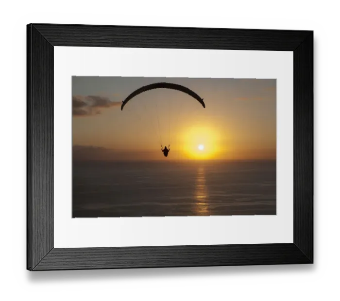 Framed Print : Paraglider over the Atlantic Ocean with sunset, Canary Islands, Spain Framed Print : Paraglider over the Atlantic Ocean with sunset, Canary Islands, Spain