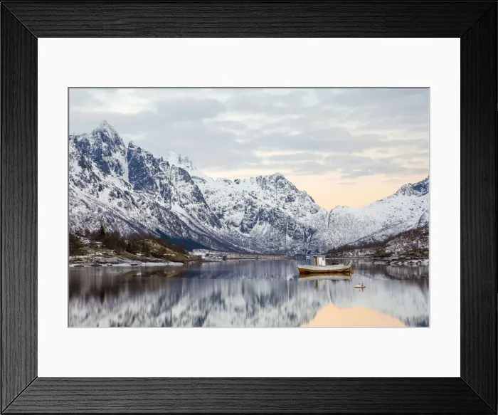 Framed Print : Winter landscape at Austnesfjord, Lofoten, Norway Framed Print : Winter landscape at Austnesfjord, Lofoten, Norway