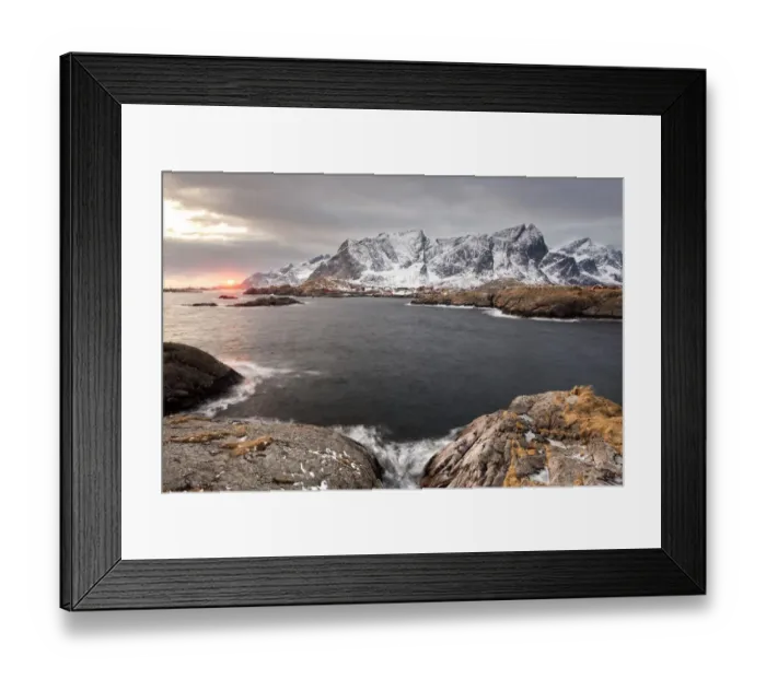 Framed Print : Winter landscape near Reine, Lofoten, Norway Framed Print : Winter landscape near Reine, Lofoten, Norway