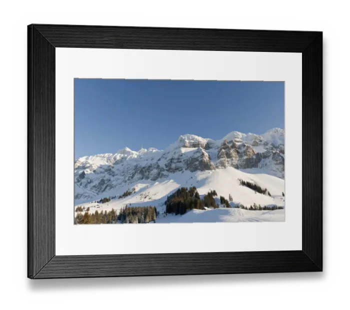 Framed Print : Saentis massif in the winter with Mt Saentis, 2500m, Appenzell Alps, Canton Appenzell-Innerrhoden, Switzerland, Europe