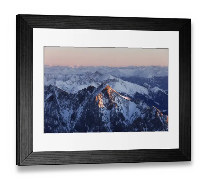 Framed Print : View from Zugspitze Mountain over Hochwanner Mountain, 2744m asl, in the evening light, Wetterstein Mountains, Upper Bavaria, Bavaria, Germany, Europe Framed Print : View from Zugspitze Mountain over Hochwanner Mountain, 2744m asl, in the evening light, Wetterstein Mountains, Upper Bavaria, Bavaria, Germany, Europe