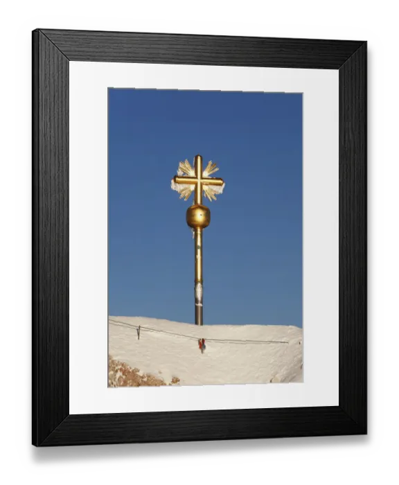 Framed Print : Summit cross on Zugspitze Mountain, eastern summit, Wetterstein Mountains, Upper Bavaria, Bavaria, Germany, Europe Framed Print : Summit cross on Zugspitze Mountain, eastern summit, Wetterstein Mountains, Upper Bavaria, Bavaria, Germany, Europe