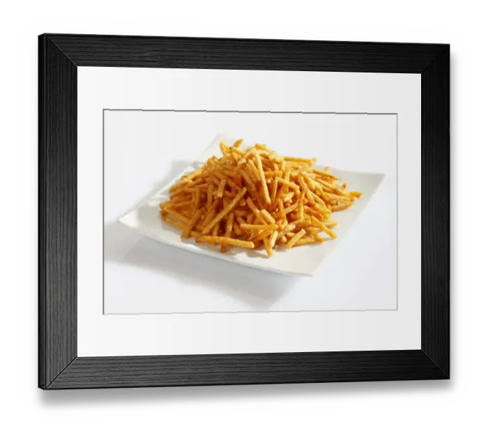 Framed Print : Potato sticks on porcelain plate