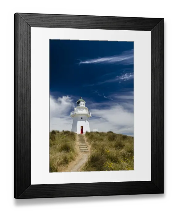 Framed Print : Lighthouse with path and stairs at Waipapa Point, Otara, Fortrose, Southland Region, South Island, New Zealand Framed Print : Lighthouse with path and stairs at Waipapa Point, Otara, Fortrose, Southland Region, South Island, New Zealand