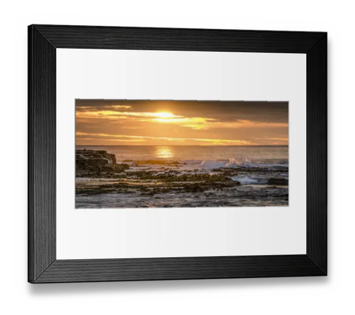 Framed Print : Landscape with sunset on the rocky coast, Curio Bay, The Catlins, South Island, New Zealand Framed Print : Landscape with sunset on the rocky coast, Curio Bay, The Catlins, South Island, New Zealand