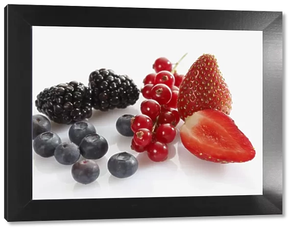 Berries, blackberries, blueberries, red currants, strawberries