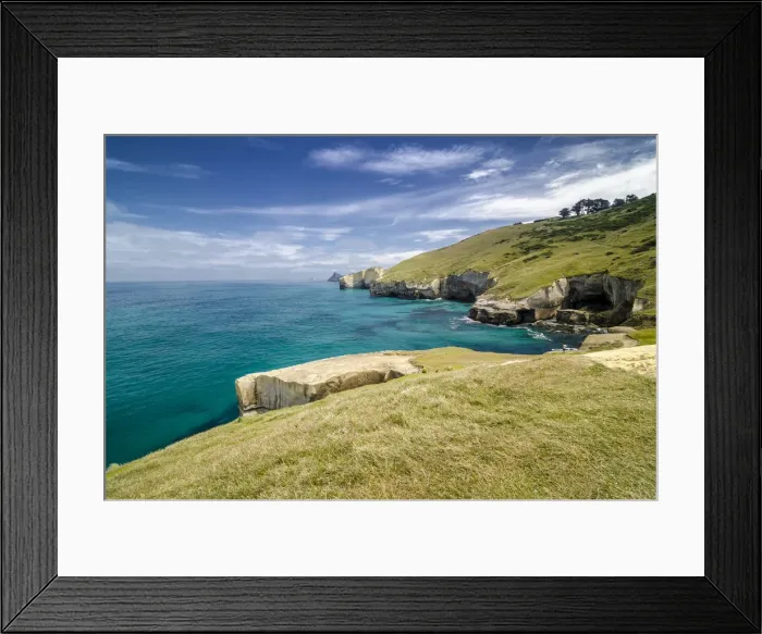 Framed Print : Rocky cliffs of the Pacific coast at Tunnel Beach, Dunedin, Otago Region, South Island, New Zealand Framed Print : Rocky cliffs of the Pacific coast at Tunnel Beach, Dunedin, Otago Region, South Island, New Zealand